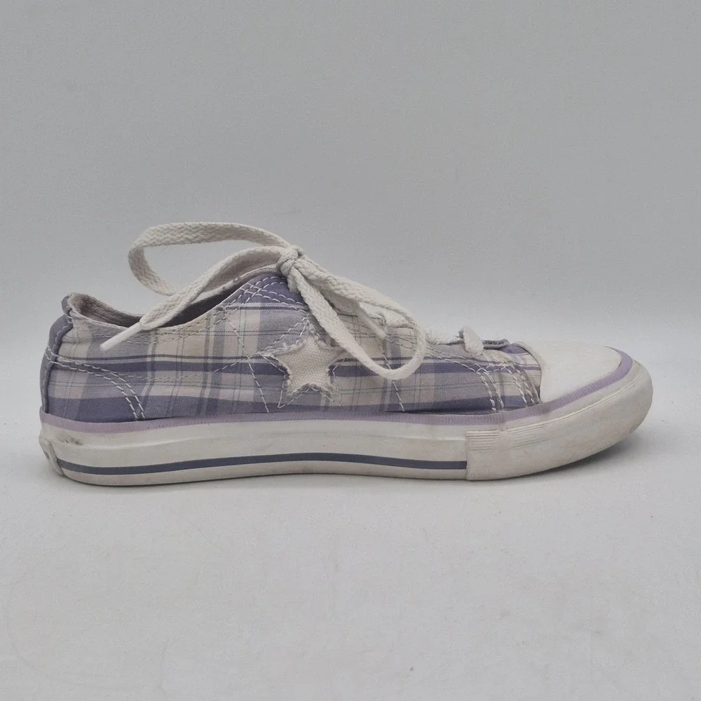 Converse One Star Shoes Youth Size 13 Purple Plaid‎ Low Top Lace Up Sneakers